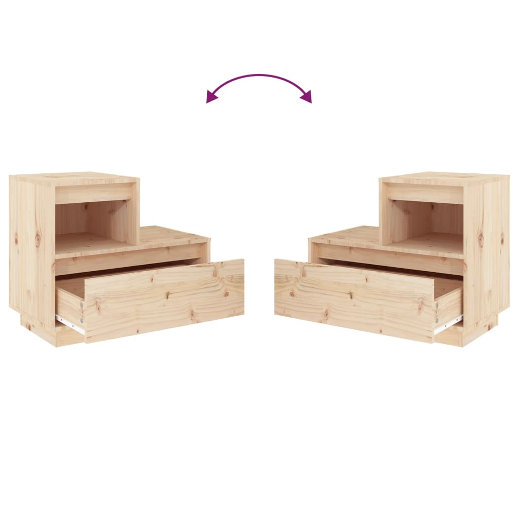 Comodino 60x34x51 cm in Legno Massello di Pino - homemem39