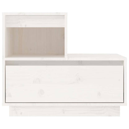 Comodino Bianco 60x34x51 cm in Legno Massello di Pino - homemem39