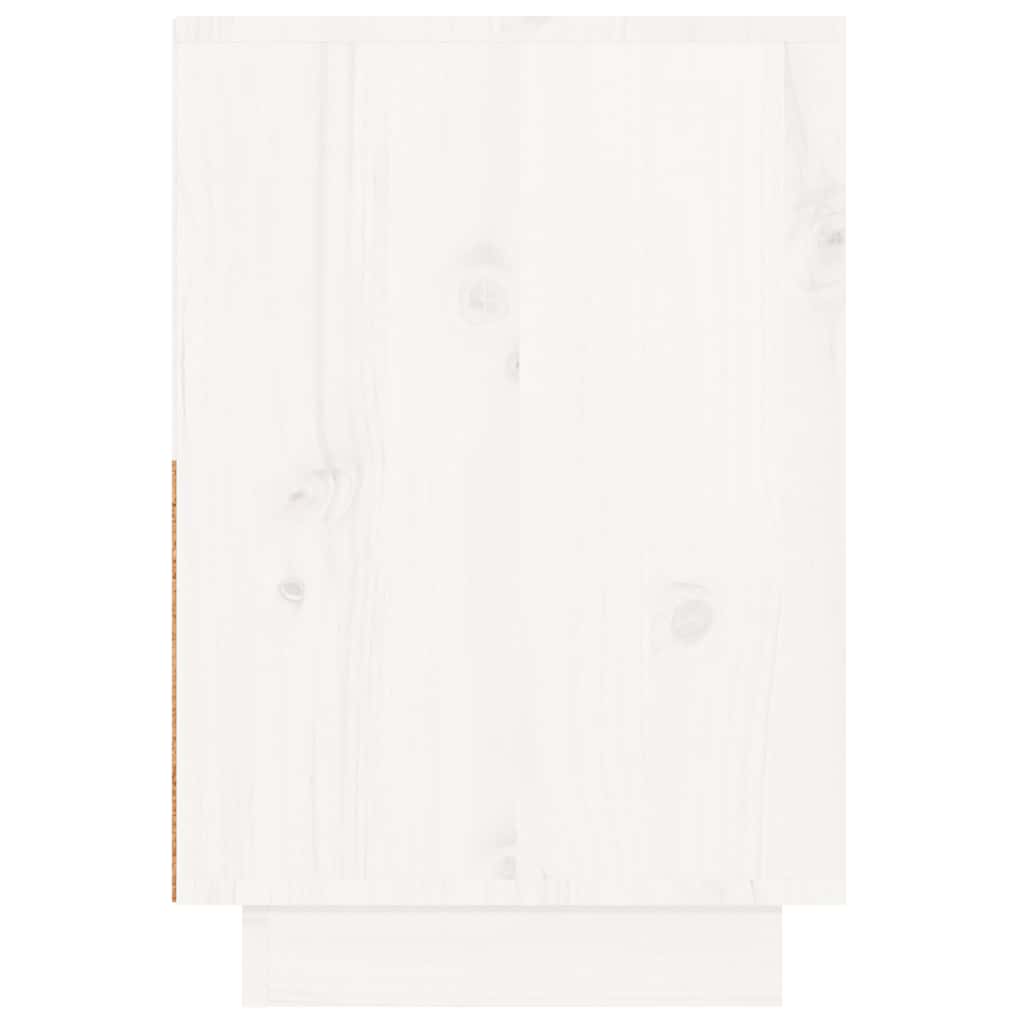 Comodino Bianco 60x34x51 cm in Legno Massello di Pino - homemem39