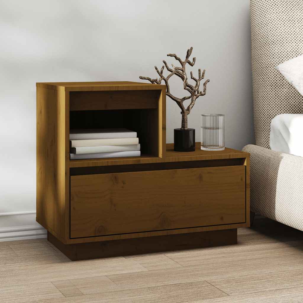 Comodini 2 pz Marrone Ambrato 60x34x51 cm in Legno di Pino - homemem39