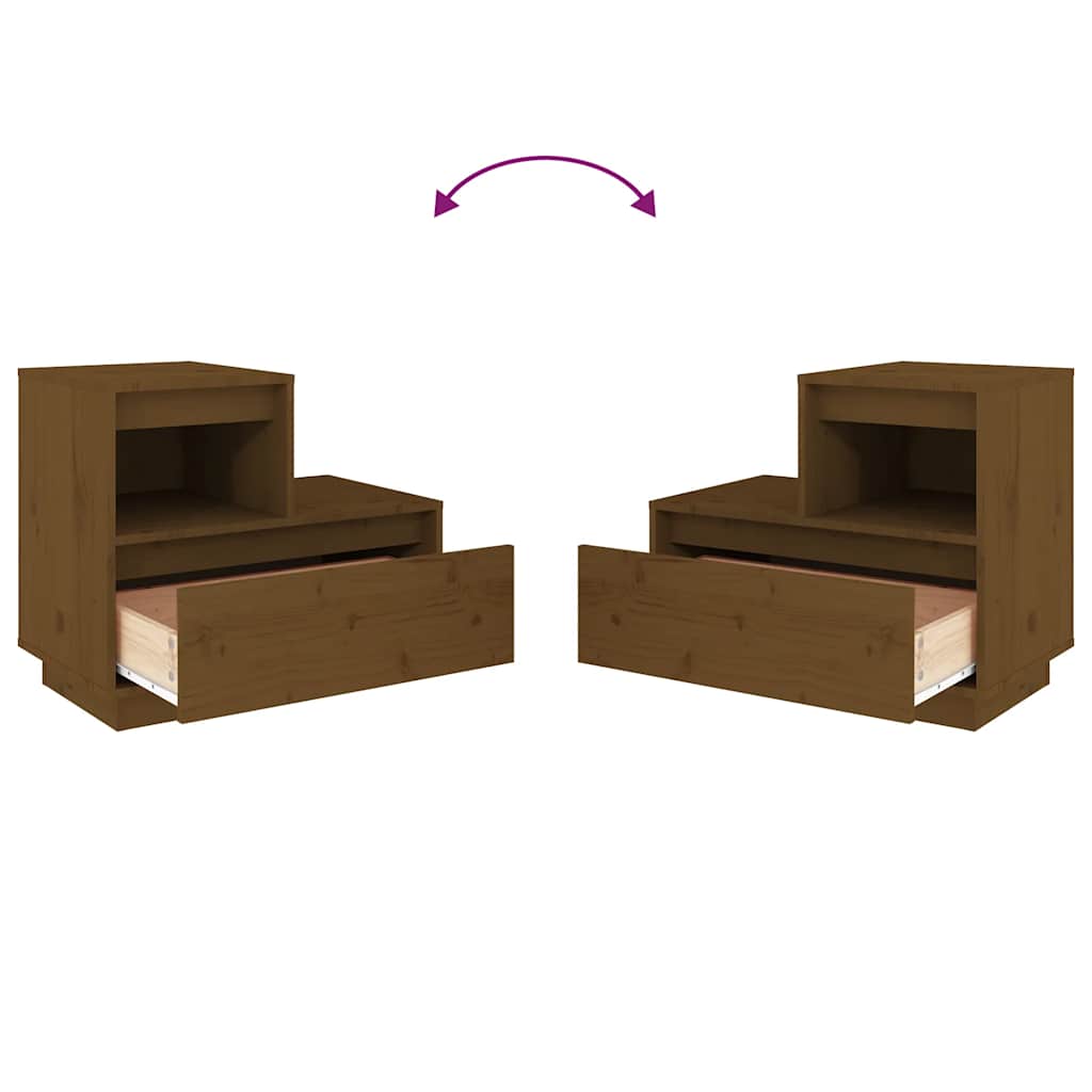 Comodini 2 pz Marrone Ambrato 60x34x51 cm in Legno di Pino - homemem39