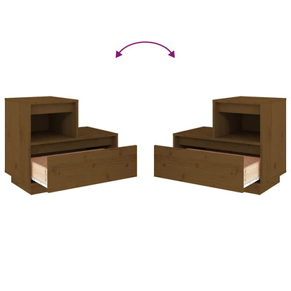 Comodini 2 pz Marrone Ambrato 60x34x51 cm in Legno di Pino - homemem39