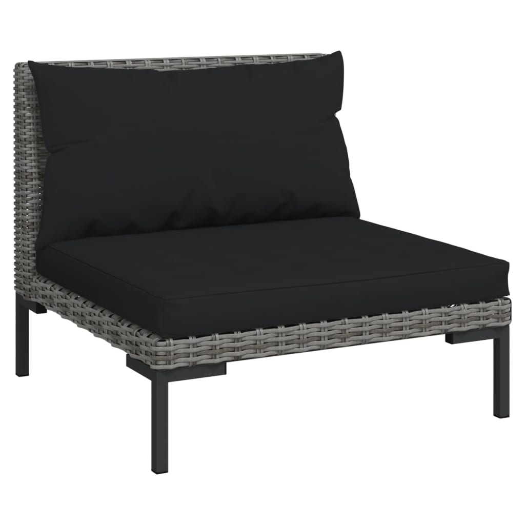 Set Divani da Giardino 4 pz con Cuscini Polyrattan Grigio Scuro - homemem39