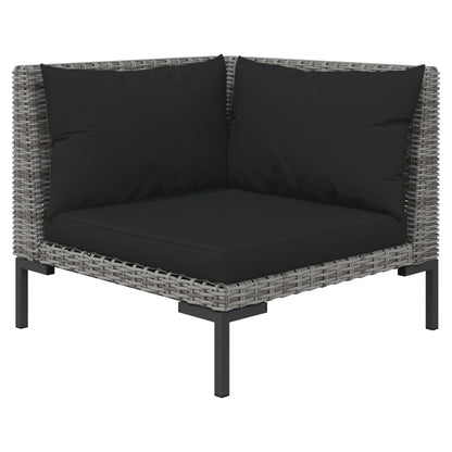 Set Divani da Giardino 4 pz con Cuscini Polyrattan Grigio Scuro | homemem39