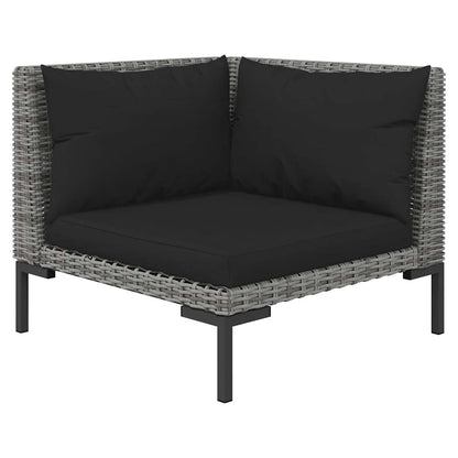 Set Divani da Giardino 7 pz con Cuscini Polyrattan grigio scuro