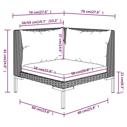Divani da Giardino 5 pz con Cuscini in Polyrattan Grigio Scuro | homemem39