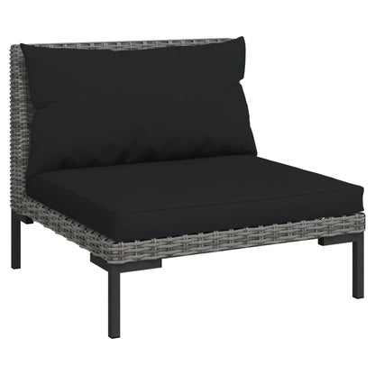 Divani da Giardino 6 pz con Cuscini in Polyrattan Grigio Scuro | homemem39