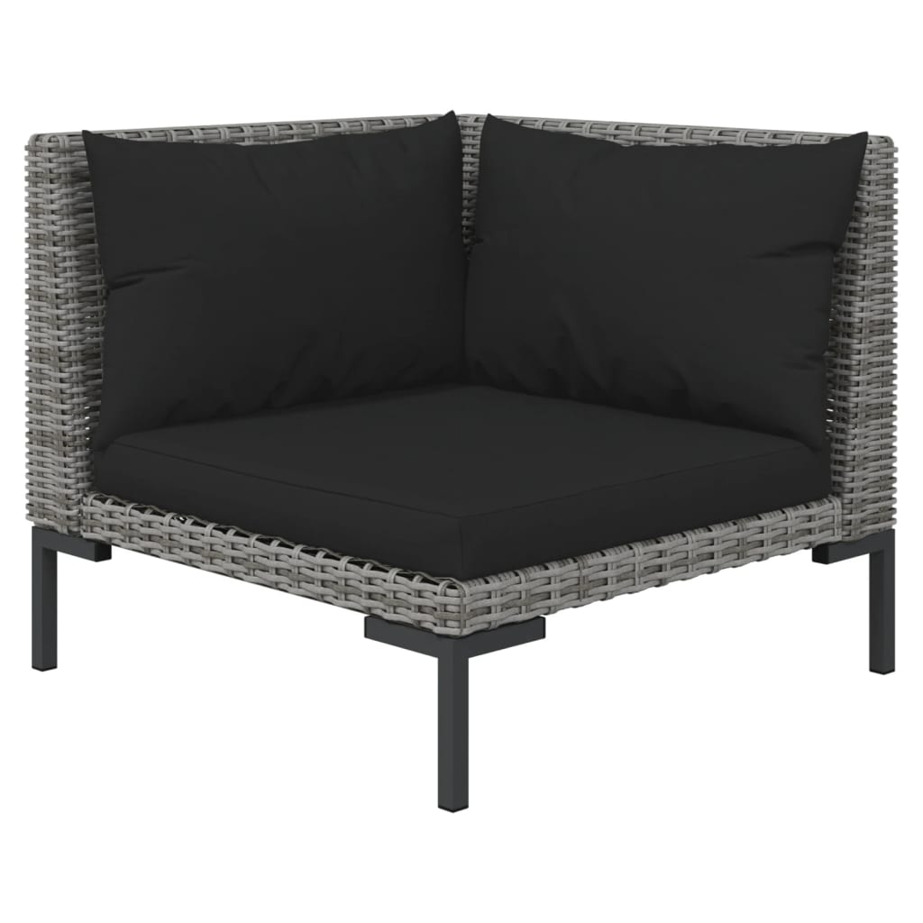 Divani da Giardino 6 pz con Cuscini in Polyrattan Grigio Scuro | homemem39