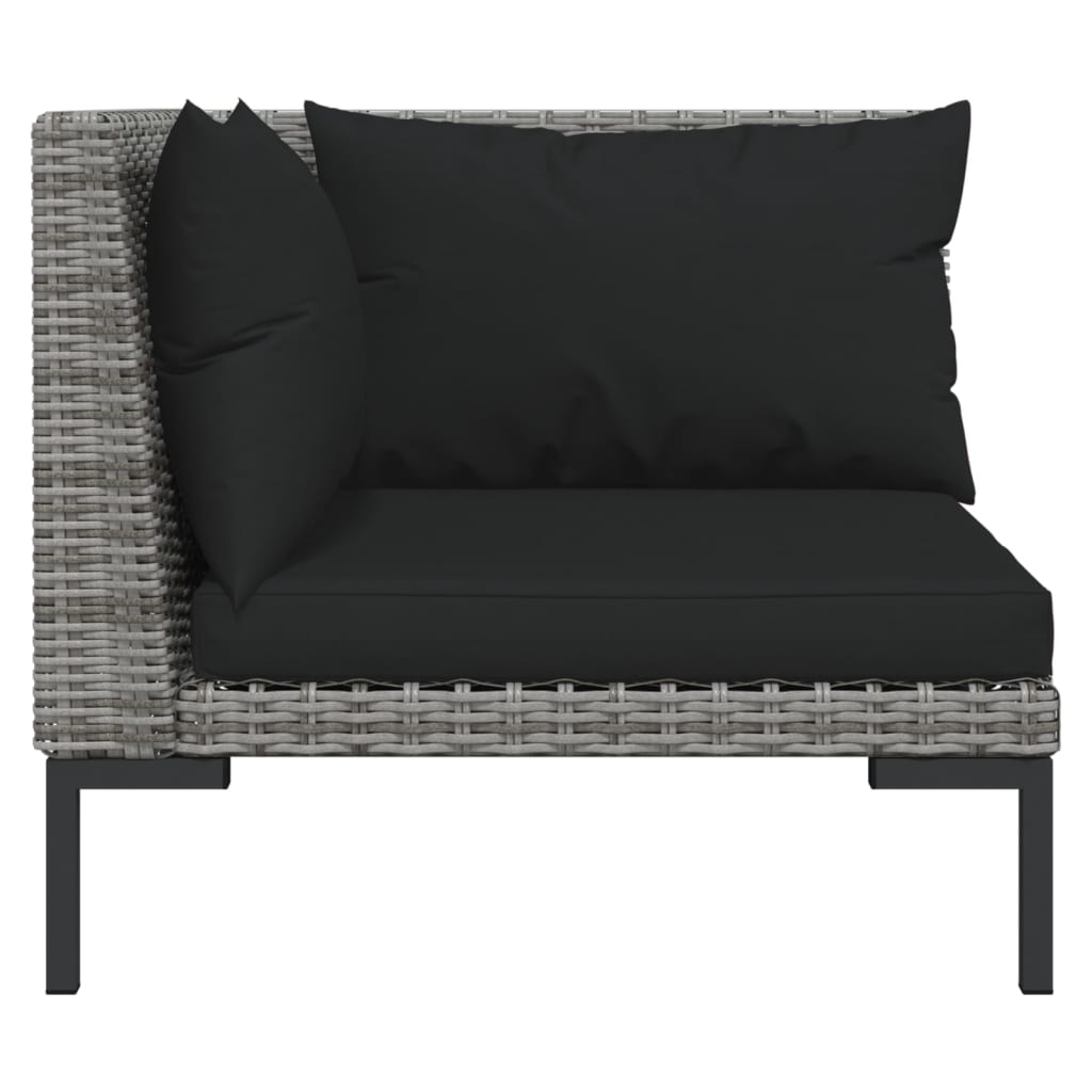 Divani da Giardino 6 pz con Cuscini in Polyrattan Grigio Scuro | homemem39