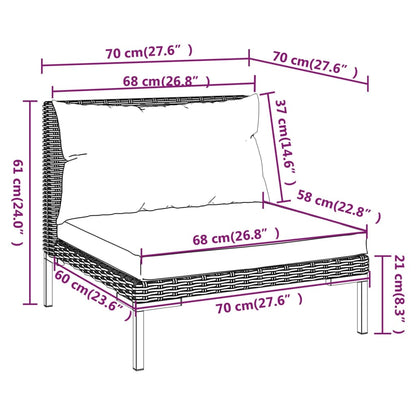 Divani da Giardino 6 pz con Cuscini in Polyrattan Grigio Scuro | homemem39