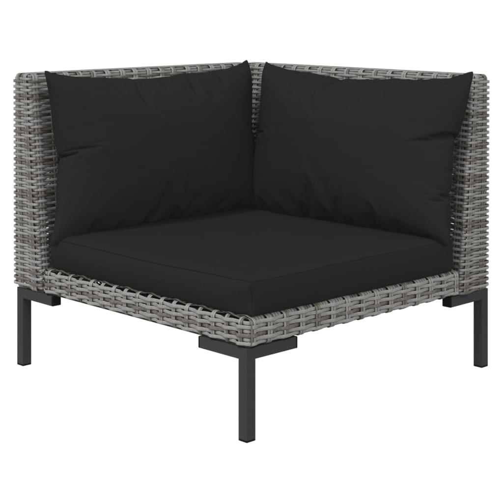 Set Divani da Giardino 7 pz con Cuscini Polyrattan Grigio Scuro | homemem39