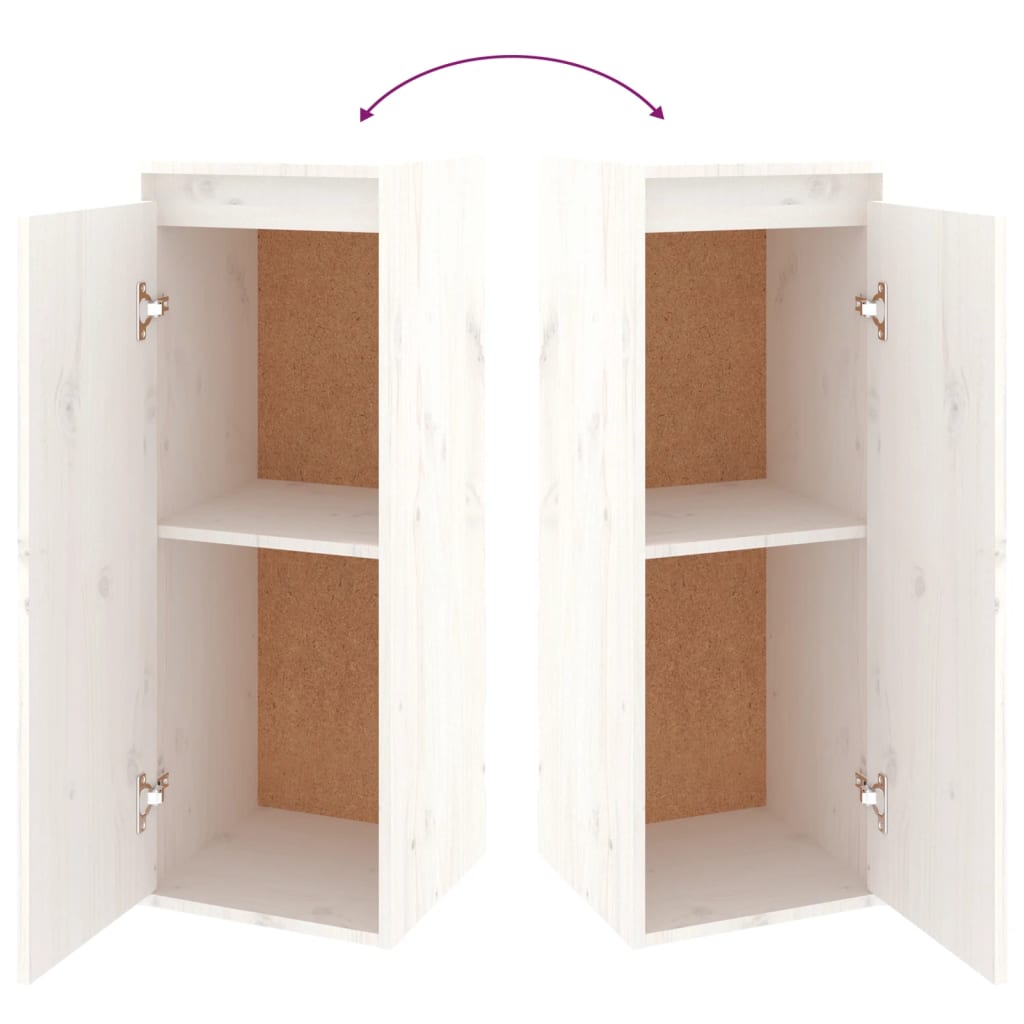 Mobili TV 4 pz Bianchi in Legno Massello di Pino