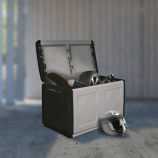 Contenitore da Giardino 96x53x57 230 L Grigio Scuro e Nero | homemem39