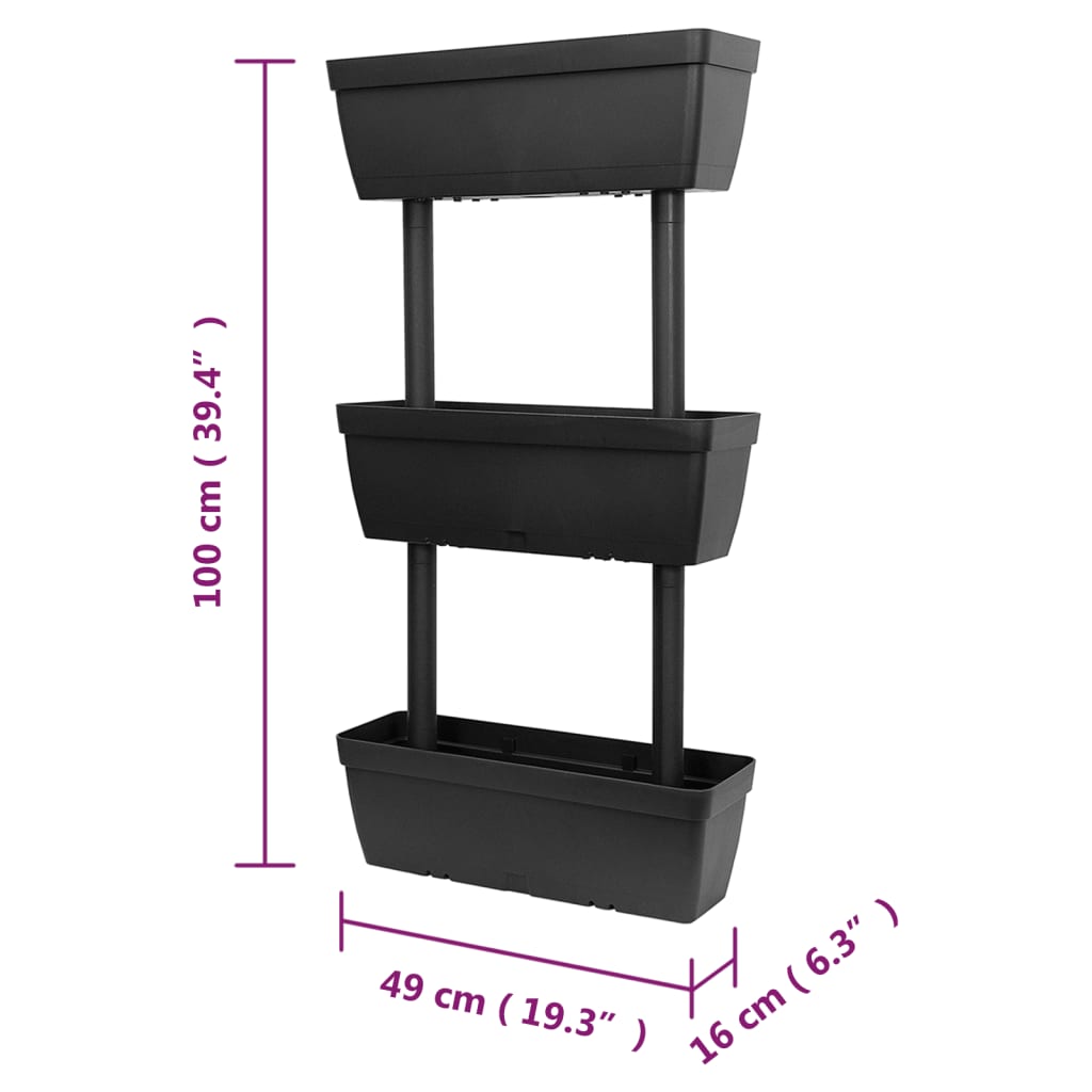 Fioriere da Giardino 3 pz 100 cm Antracite | homemem39