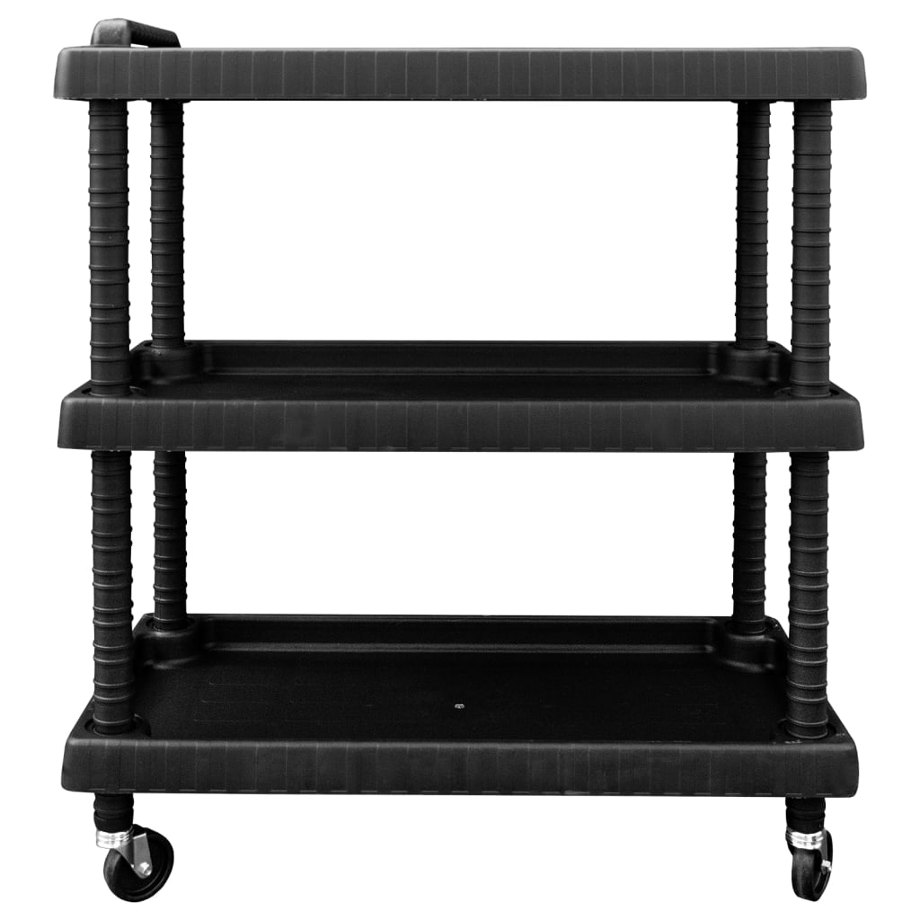 Carrello Attrezzi da Officina a 3 Livelli Nero 75x37,5x92 cm PP | homemem39