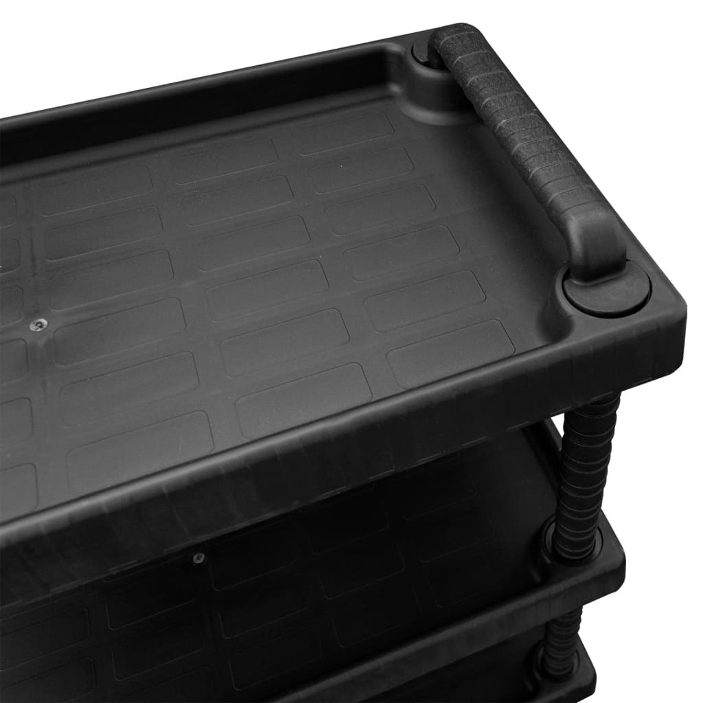 Carrello Attrezzi da Officina a 3 Livelli Nero 75x37,5x92 cm PP | homemem39