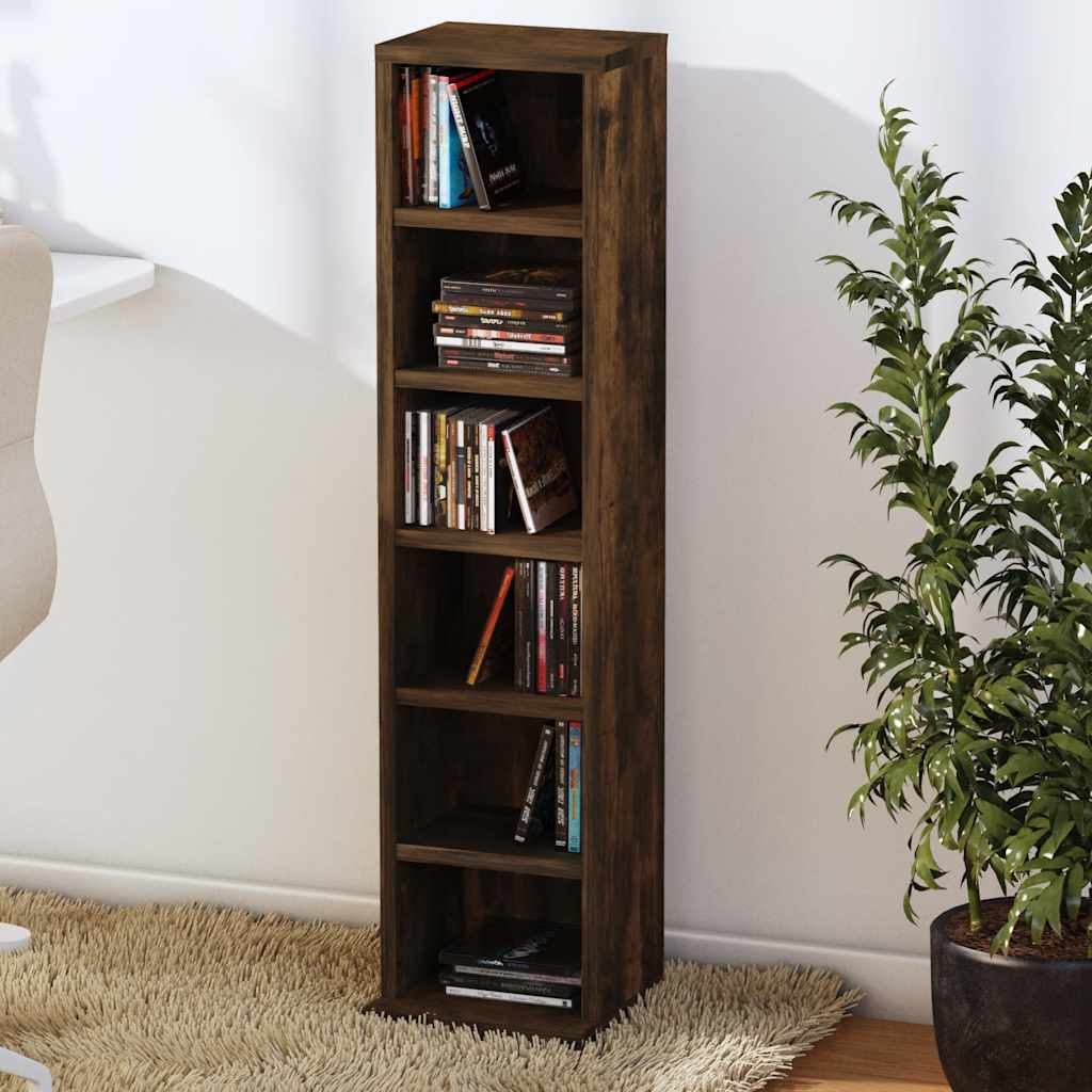 Mobile Porta CD Rovere Fumo 21x20x88 cm in Legno Multistrato | homemem39