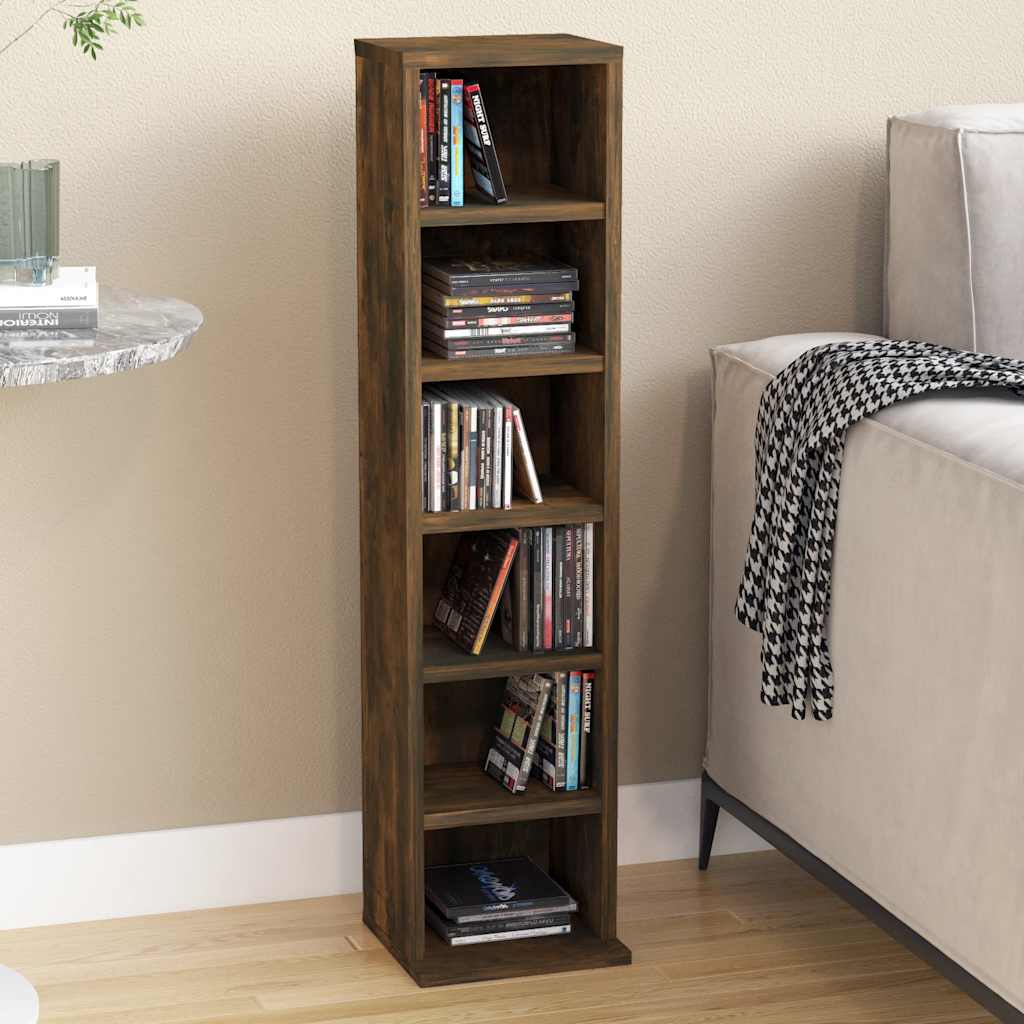 Mobile Porta CD Rovere Fumo 21x20x88 cm in Legno Multistrato | homemem39