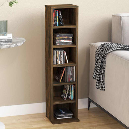 Mobile Porta CD Rovere Fumo 21x20x88 cm in Legno Multistrato | homemem39