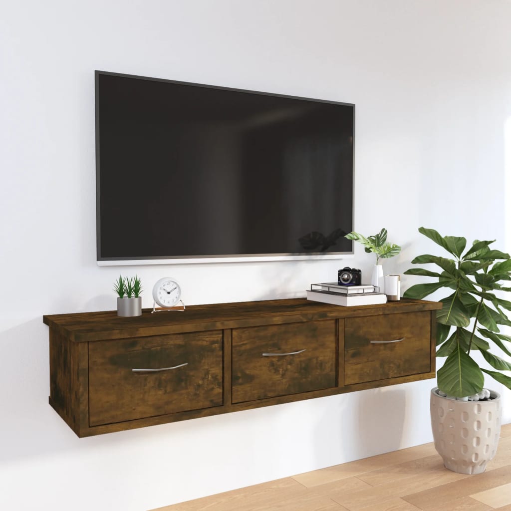Mobile a Parete Rovere Fumo 88x26x18,5 cm in Legno Multistrato | homemem39