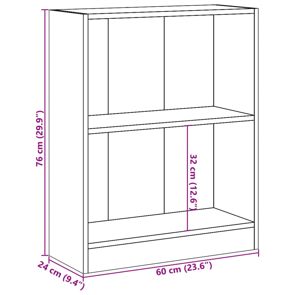 Libreria Grigio Sonoma 60x24x76 cm in Legno Multistrato | homemem39