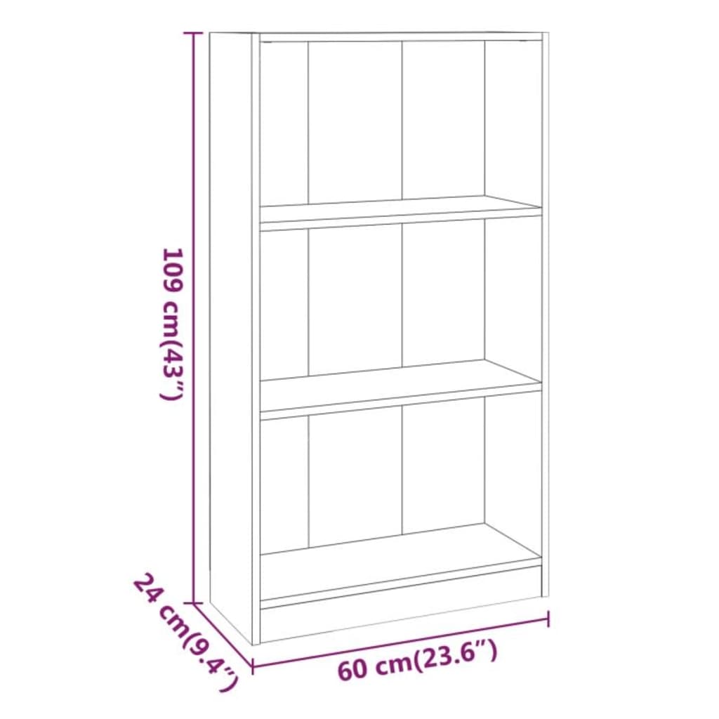 Libreria Rovere Fumo 60x24x109 cm in Legno Multistrato