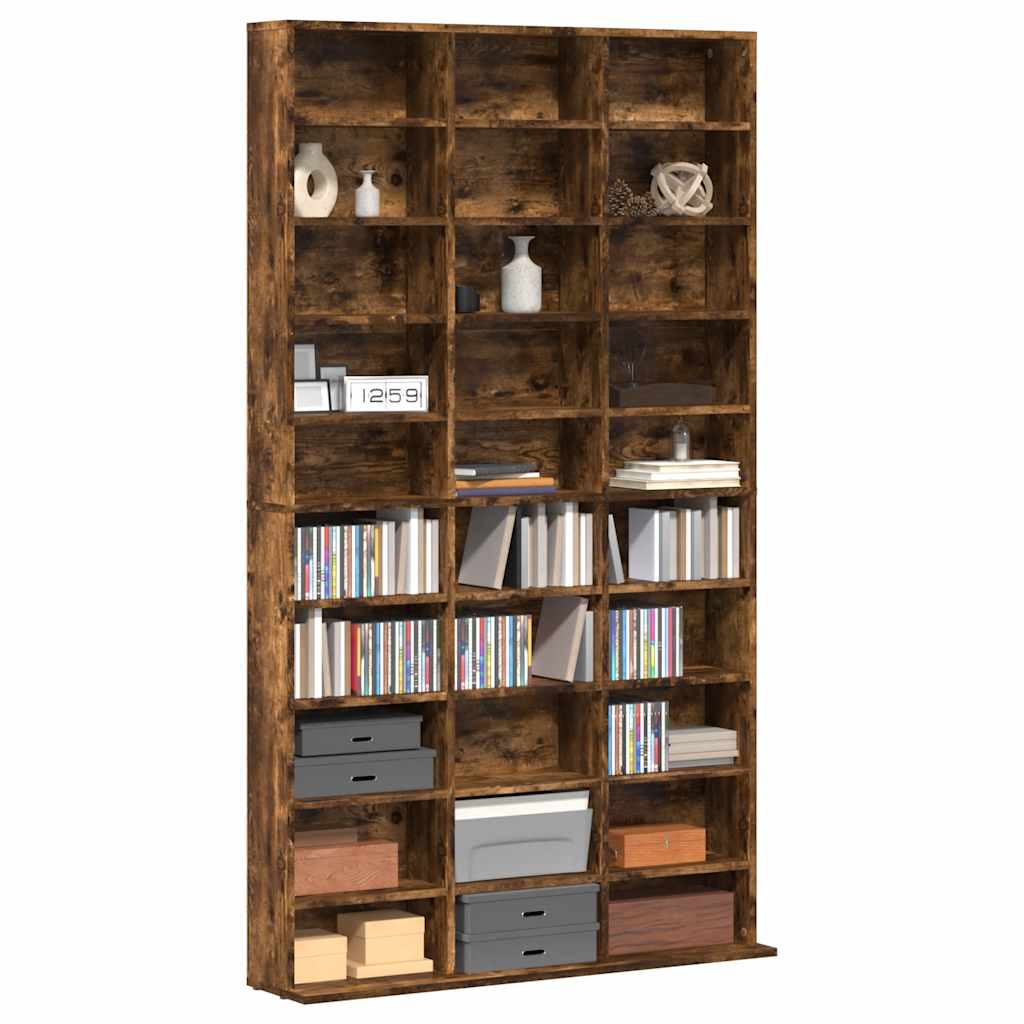 Mobile Porta CD Rovere Fumo 102x23x177,5 cm Legno Multistrato