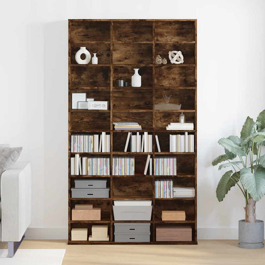 Mobile Porta CD Rovere Fumo 102x23x177,5 cm Legno Multistrato