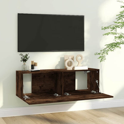 Mobile TV a Parete Rovere Fumo 100x30x30cm Legno Ingegnerizzato - homemem39