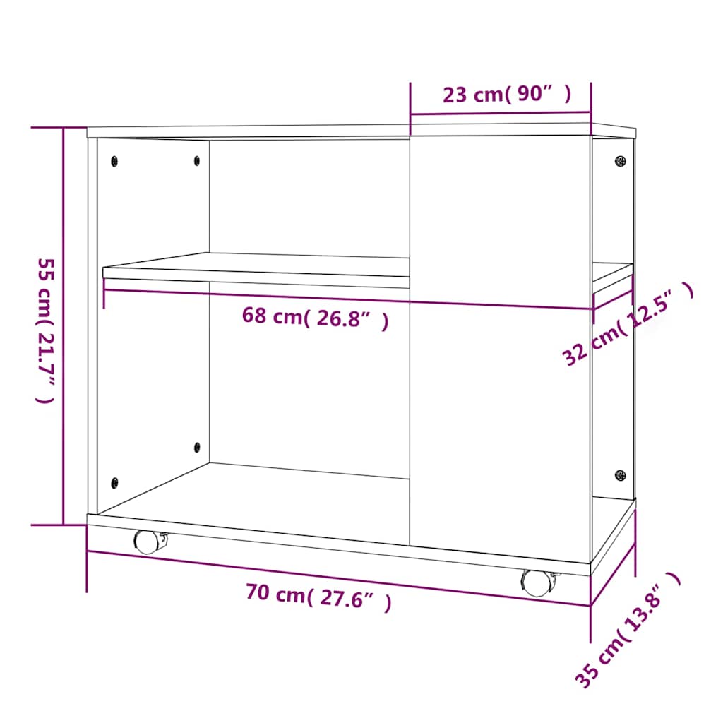 Tavolino da Salotto Rovere Fumo 70x35x55cm Legno Multistrato - homemem39