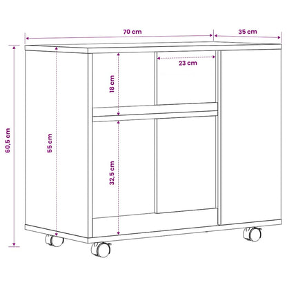 Tavolino da Salotto Rovere Fumo 70x35x60,5cm Legno Multistrato