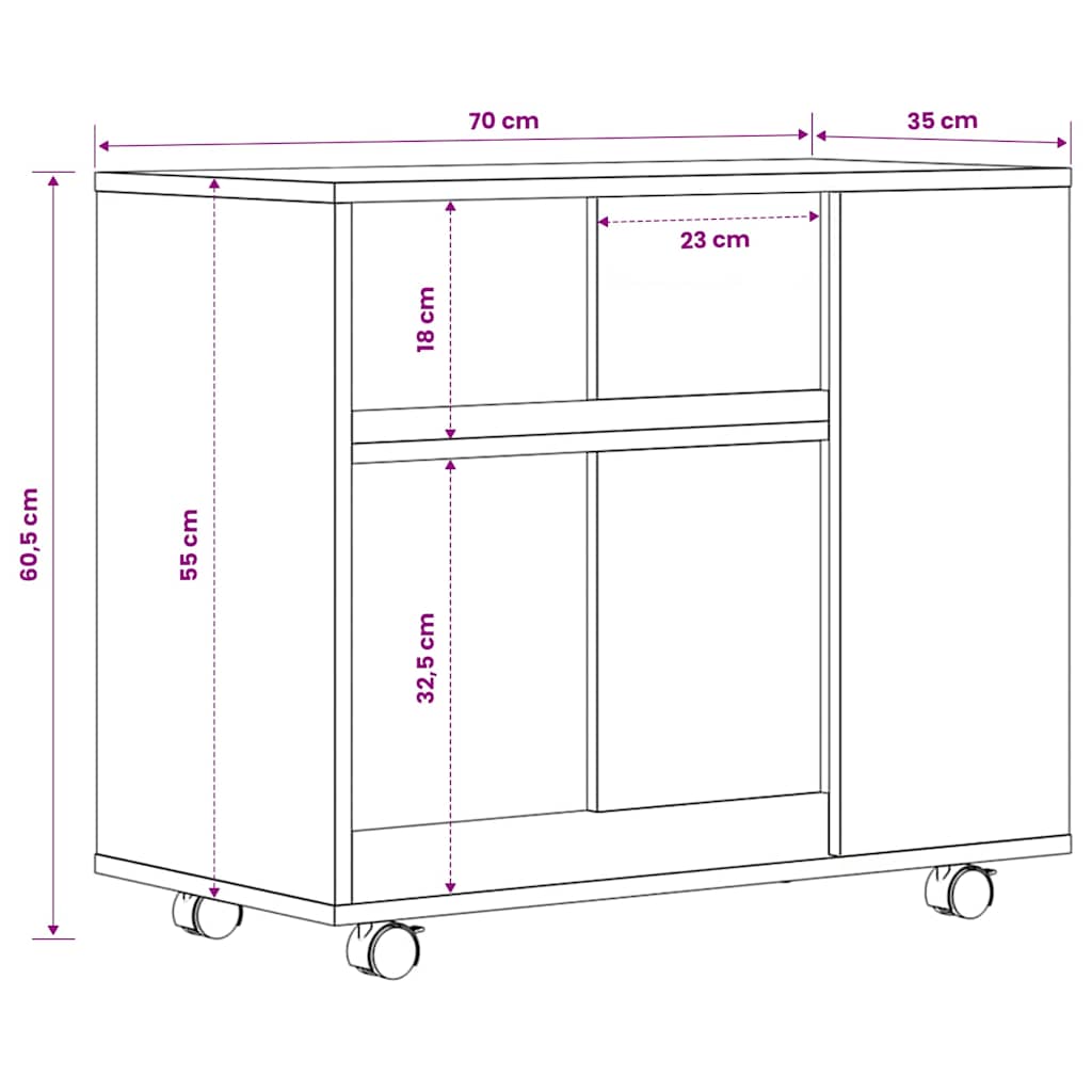 Tavolino da Salotto Grigio Sonoma 70x35x60,5 cm