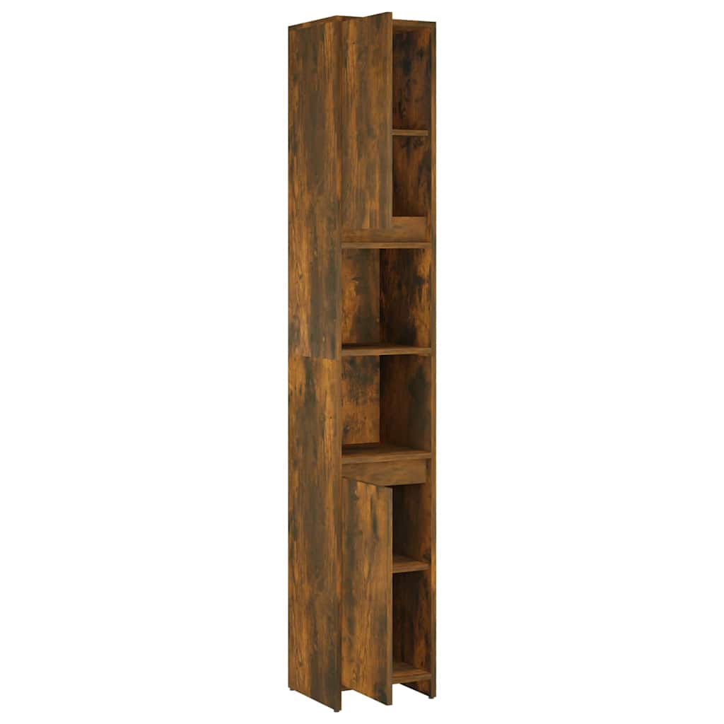 Armadietto Bagno Rovere Fumo 30x30x183,5cm Legno Ingegnerizzato