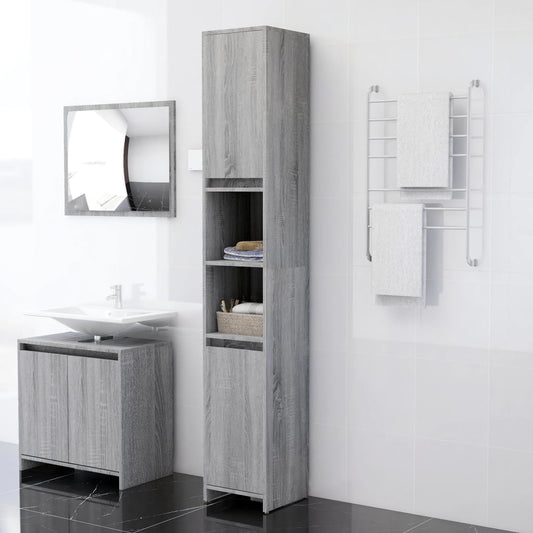 Armadio Bagno Rovere Grigio 30x30x183,5cm Legno Ingegnerizzato | homemem39