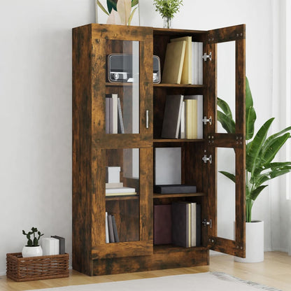 Smoked Oak Showcase Cabinet 82.5x30.5x150cm in Multilayer Wood