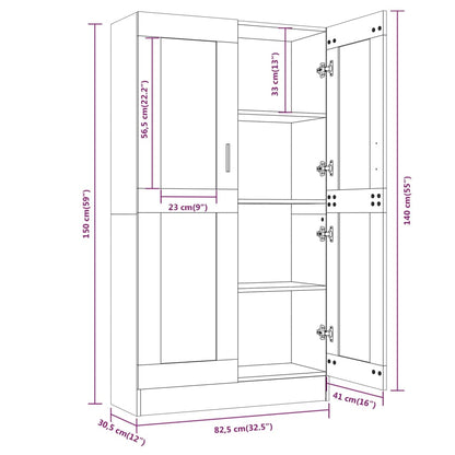 Mobile Vetrina Grigio Sonoma 82,5x30,5x150 cm Legno Multistrato | homemem39
