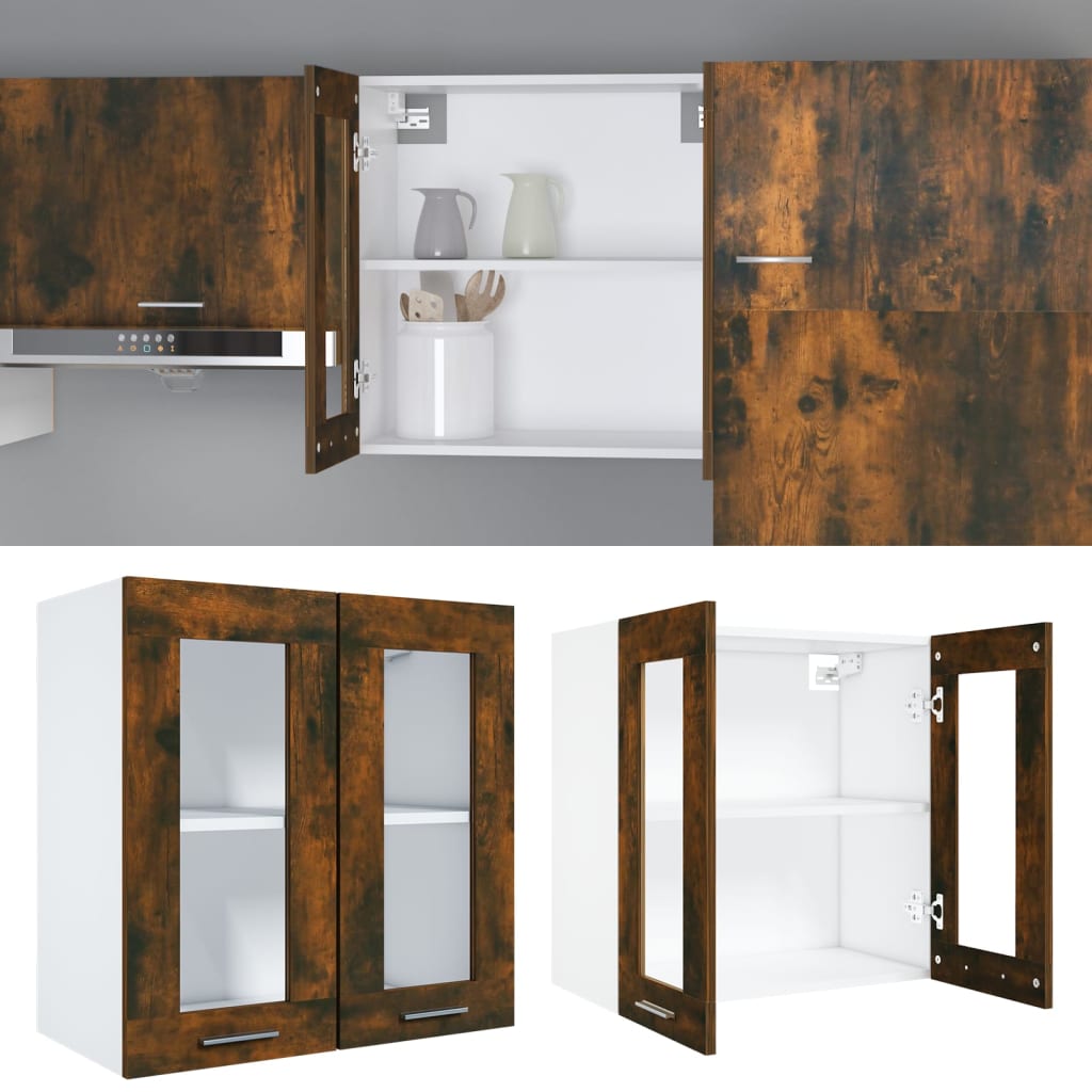 Pensile in Vetro “Lyon” Rovere Fumo 60x31x60 cm