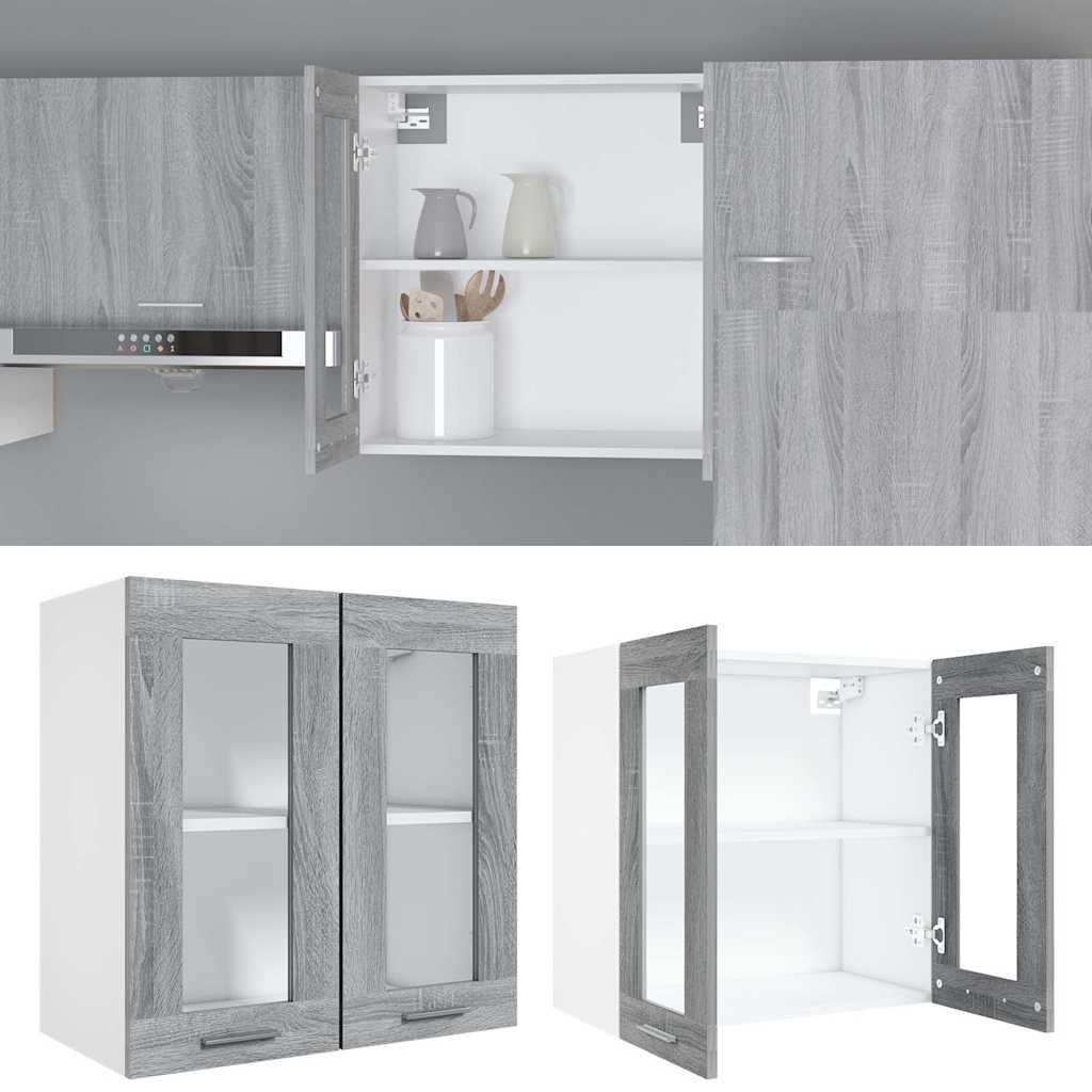 Pensile in Vetro “Lyon” Grigio Sonoma 60x31x60 cm