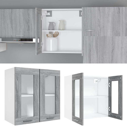 Pensile in Vetro “Lyon” Grigio Sonoma 60x31x60 cm