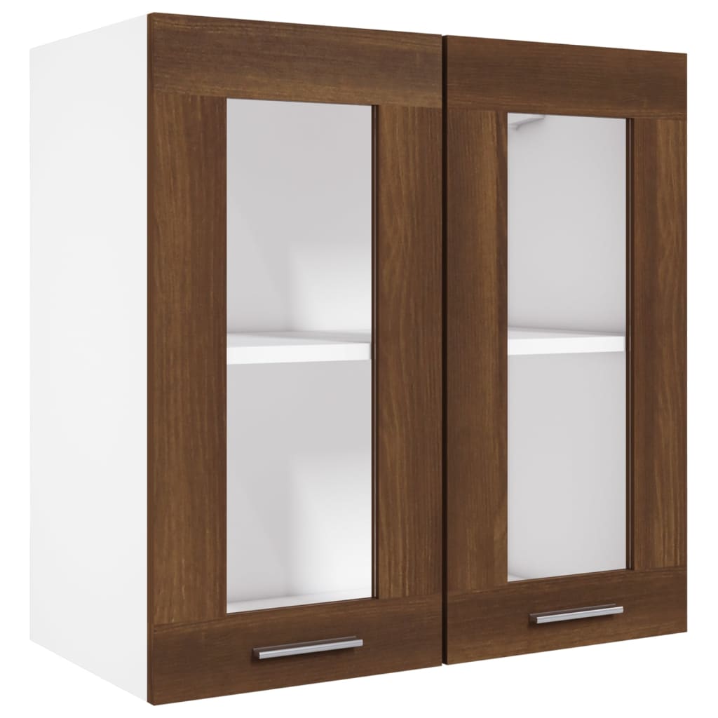 Mobile Pensile con Vetro “Lyon” Rovere Marrone 60x31x60 cm