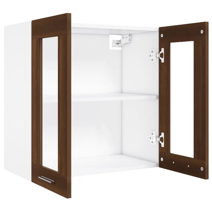 Mobile Pensile con Vetro “Lyon” Rovere Marrone 60x31x60 cm