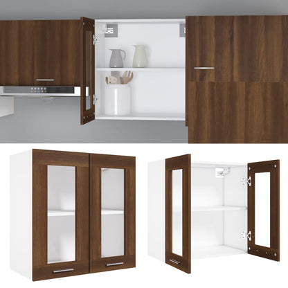 Mobile Pensile con Vetro “Lyon” Rovere Marrone 60x31x60 cm