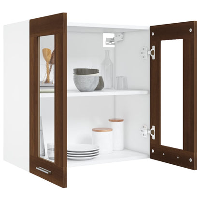 Mobile Pensile con Vetro “Lyon” Rovere Marrone 60x31x60 cm
