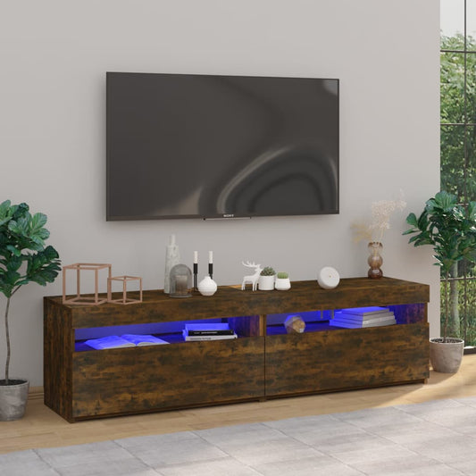 Mobile Porta TV con Luci LED 2pz Rovere Fumo 75x35x40 cm