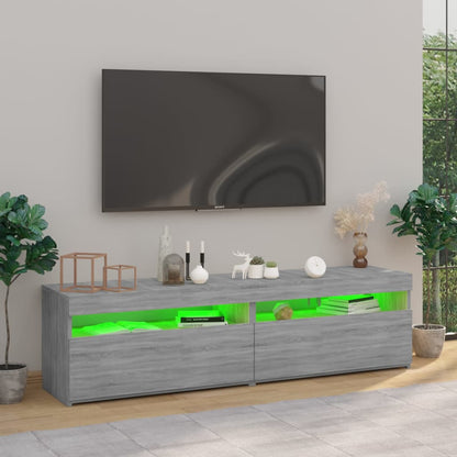 Mobile Porta TV con Luci LED 2pz Grigio Sonoma 75x35x40 cm - homemem39