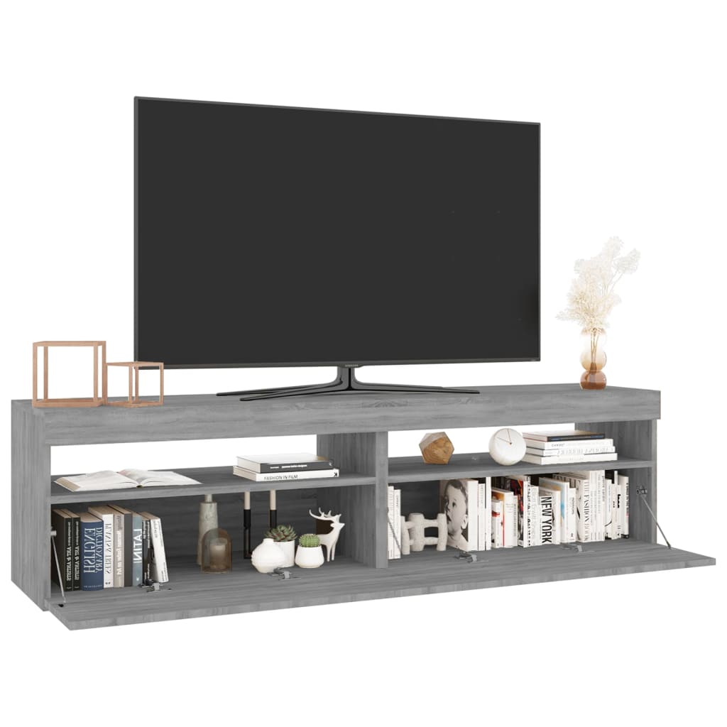 Mobile Porta TV con Luci LED 2pz Grigio Sonoma 75x35x40 cm - homemem39