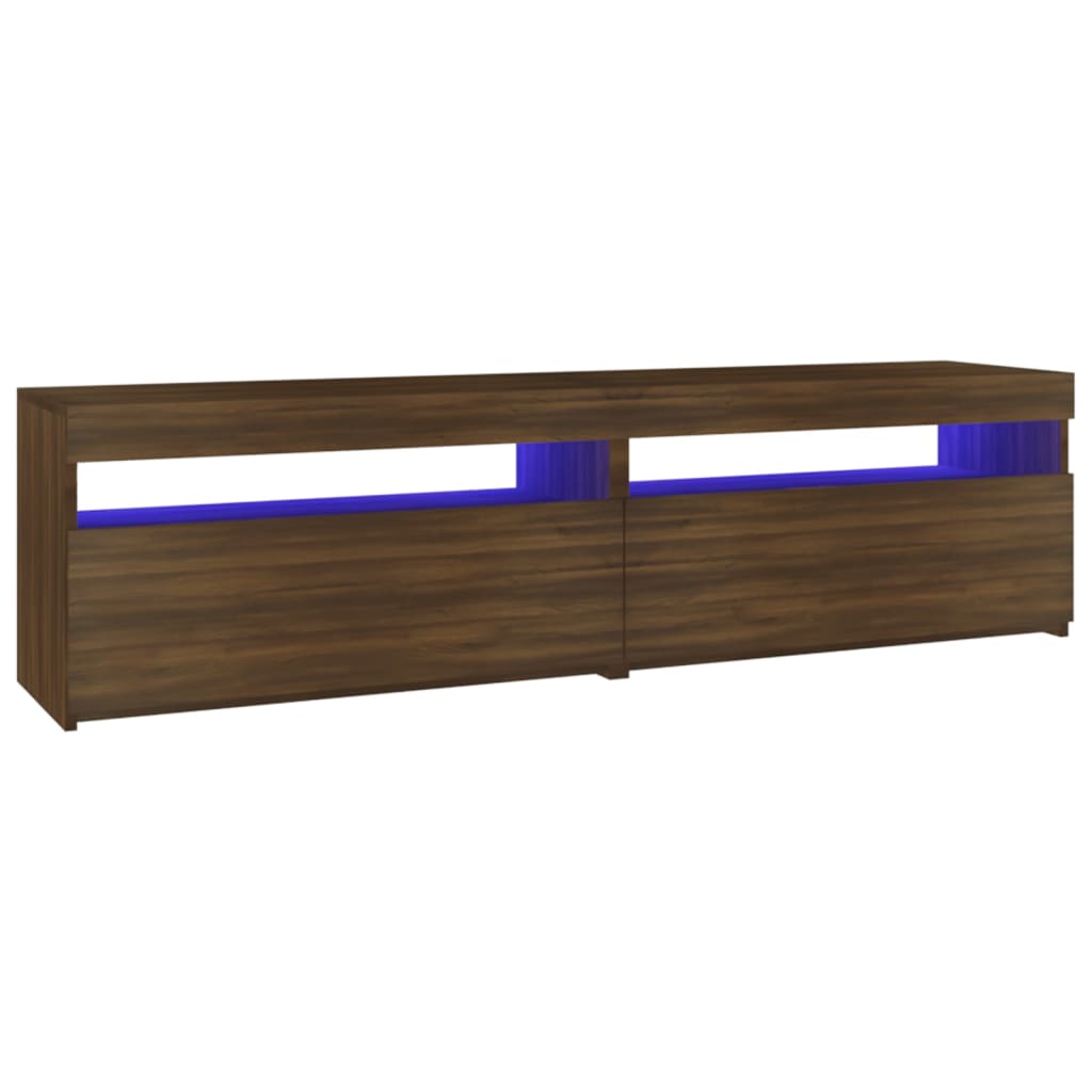 Mobile Porta TV con Luci LED 2pz Rovere Marrone 75x35x40 cm