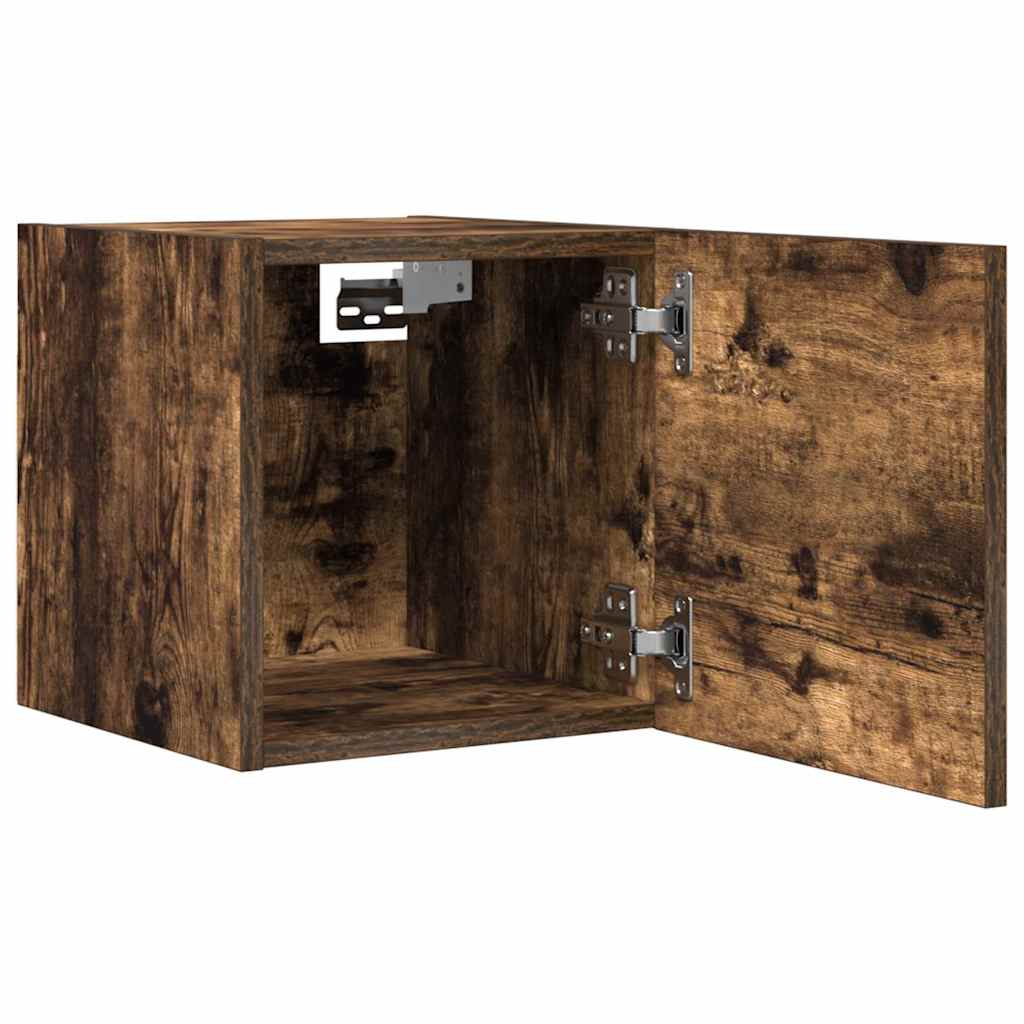 Armadietti TV Montati a Parete 2pz Rovere Fumo 30,5x30x30 cm
