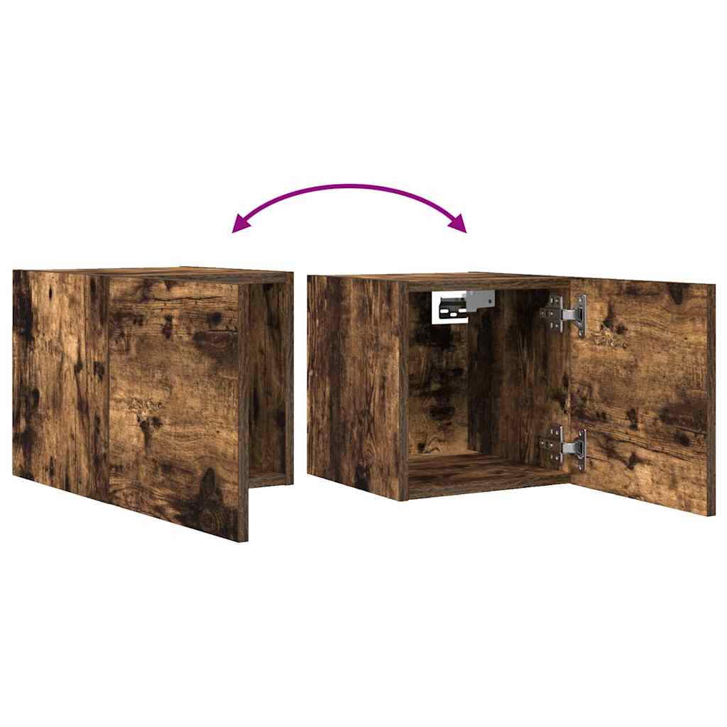 Armadietti TV Montati a Parete 2pz Rovere Fumo 30,5x30x30 cm