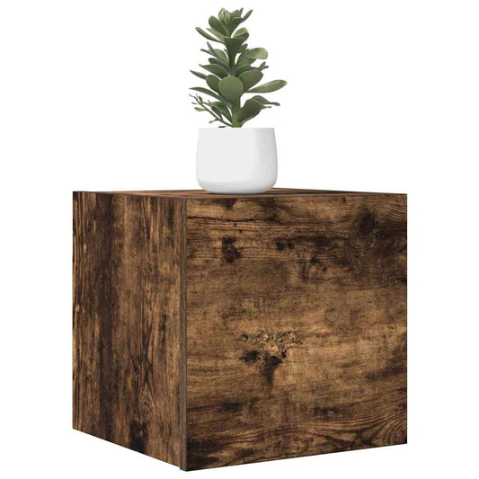 Armadietti TV Montati a Parete 2pz Rovere Fumo 30,5x30x30 cm